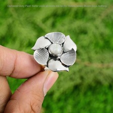 Rainbow Moonstone Gemstone Sterling Silver Flower Daughter Promise Ring Jewelry