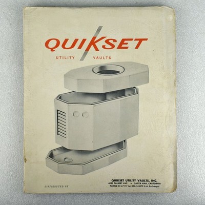 Vintage 1964 Quikset Utility Vaults Concrete Construction Technical Drawings
