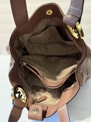 Michael Kors MK SIDE LOGO Fulton Pebbled Leather Hobo SATCHEL Shoulder Bag - Picture 5 of 6