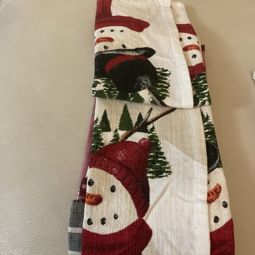 2 ~ Nikolaus Quadrat Yuletide Schneemann & Garn färben Küchentücher 2er-Packung ~ Neu mit Etikett ~ - Bild 4 von 11
