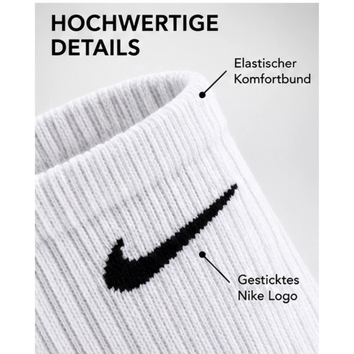 Nike 6 Paar Everyday Lightweight Crew SX7676 Tennis Socke weiß schwarz grau