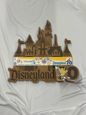 Disneyland 70th Anniversary Disney Pin Trader Cork Board w/ Tinker Bell Pin NEW