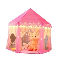 Princess Castle Play Tent for Girls - 03 Pink Tent with Large Star Lights