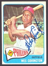 WES COVINGTON 1965 Topps #583 AUTOGRAPH PHILLIES Auto Signed Braves d.2011 Tough