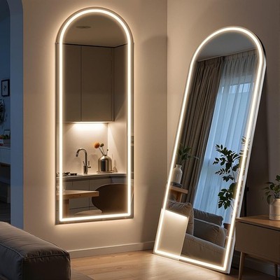 Arched Full Length Mirror W/ LED Lights LED Floor Mirror W/ Stand Body 60x16