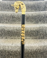 New Classic Equestrian Style Vintage Brass Horse Head Wooden Walking Stick