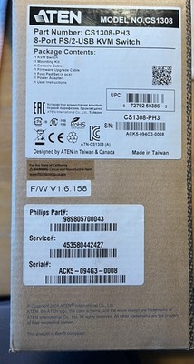 Aten CS1308-PH3 Master View Max 8-Port PS2 USB VGA KVM Switch 