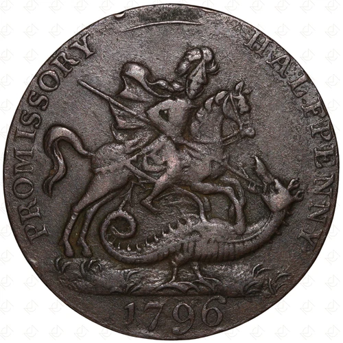 1796 Great Britain Hampshire Portsea Half Penny Token – DH#79 – Copper