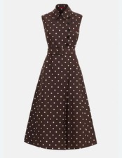 Carolina Herrera 2 Polka-Dotted Sleeveless Cotton Midi Dress