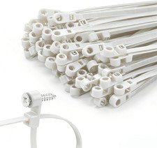 200 PCS 12 Inch White Zip Ties with Screw Hole 70Lbs Mountable Head Cable Ties