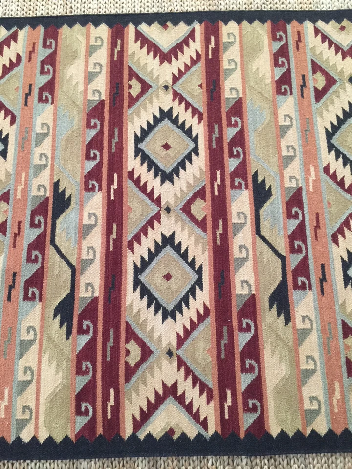 Alfombra reversible tejido plano tejido a mano Kilim Southwestern de lana Jijum20. *NUEVO* Foto 4 de 4