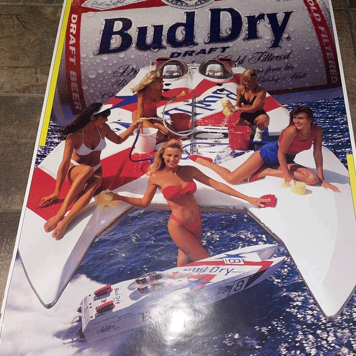 バドワイザーのタペストリー Bud Dry Beer Original 1990 Poster Anheuser Busch Budweiser Models