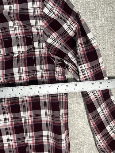 Guess Shirt Adult Extra Large Red Plaid Button Up Long Sleeve Classic Logo Mens - Picture 7 of 8