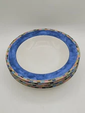 PTS International Interiors Stoneware Fantasia 9" Rimmed Soup Bowls Set of 4