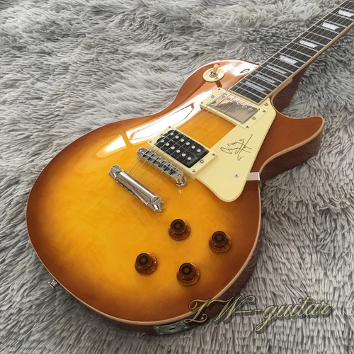LP Style Electric Guitar Flame Maple Top Honey Burst HH Pickups Chrome Hardware