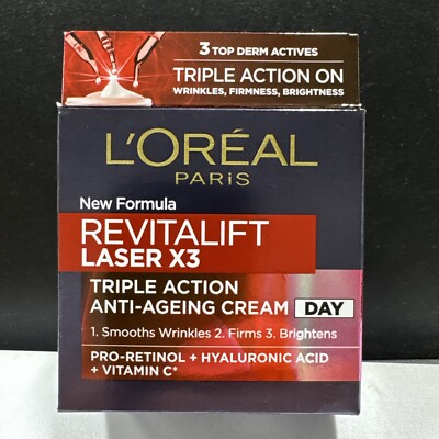 L'Oreal Revitalift Laser X3 Triple Action, Anti-Aging Day Cream 1.7oz(50ml).
