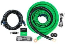 SKY HIGH CAR AUDIO 1/0 GAUGE CCA AMP KIT GREEN/BLACK