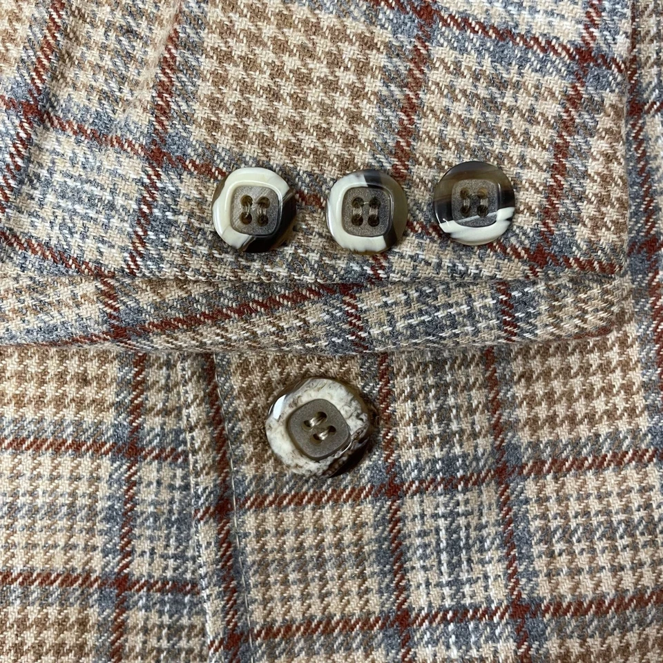 Abrigo Deportivo Bonds Beige Espiga Años 70 De Colección Azul SOMBRA CUADROS Lana Tweed Chaqueta Foto 3 de 4