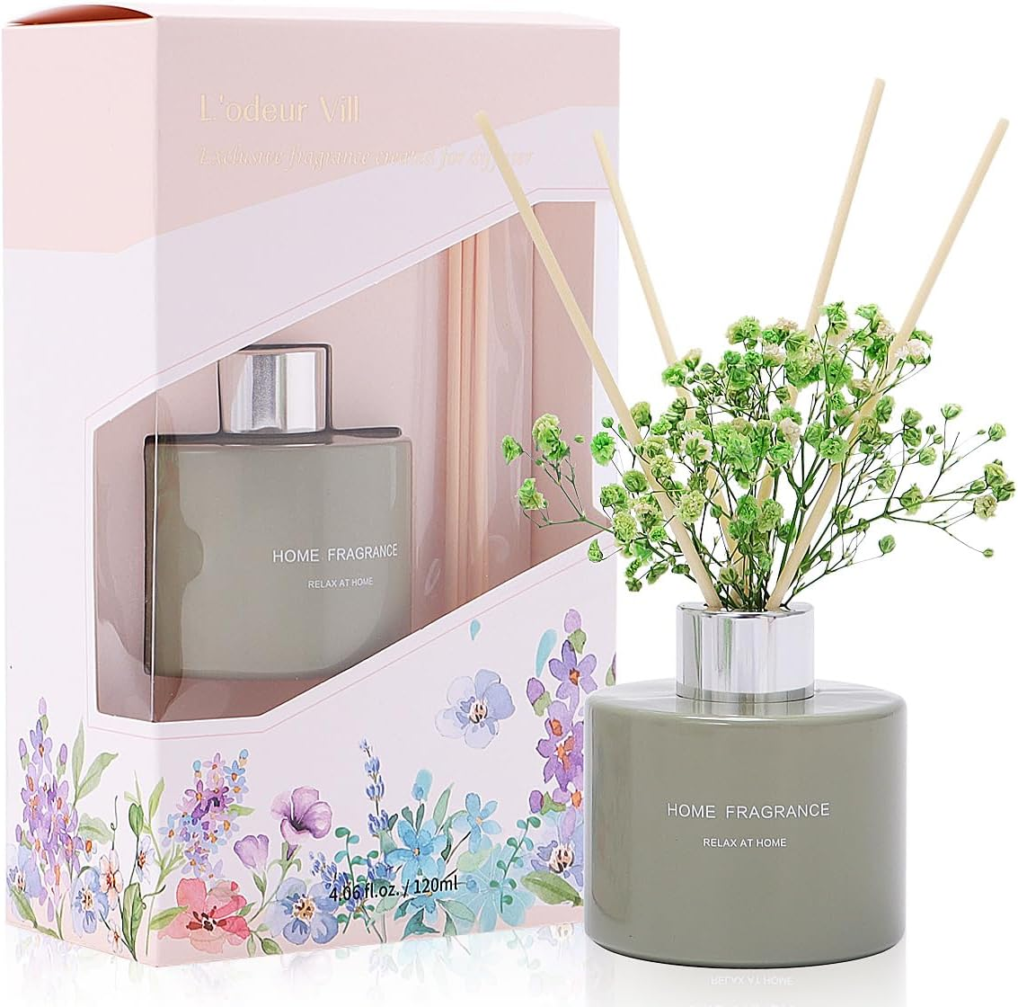 Reed Diffuser Set, 4.06 Oz(120Ml) Vanilla Scented Diffuser with 4 Oil Diffuser S