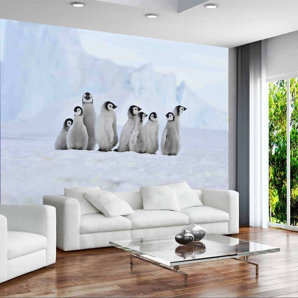 Penguin Ice Sky 3D Full Wall Mural Photo Wallpaper Printing Home