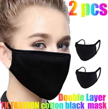 Cotton Face Black Mask Double Layer Reusable and Washable Unisex