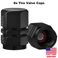 8pcs Black Wheel Tire Valve Cap Stem Cover For Bike, Car, Trucks, ATV