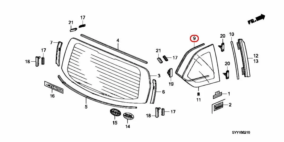 Honda OEM Rear Quarter Windshield dam Rubber 73525-SYY-000 for Acura - Imagem 3 de 4