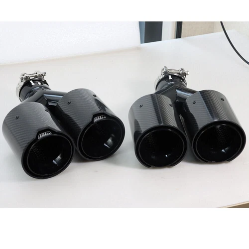 Doble para BMW 63 mm de entrada/101 mm de salida de escape de coche puntas dobles tubo de escape fibra de carbono - Imagen 4 de 10