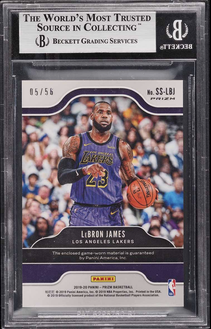 LeBron James 2019-20 Panini Green Ice Prizm GAME WORN Jersey /56