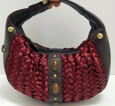 New Cole Haan Mini Zip Village Weave Satin Hobo Bag $175rt nwt