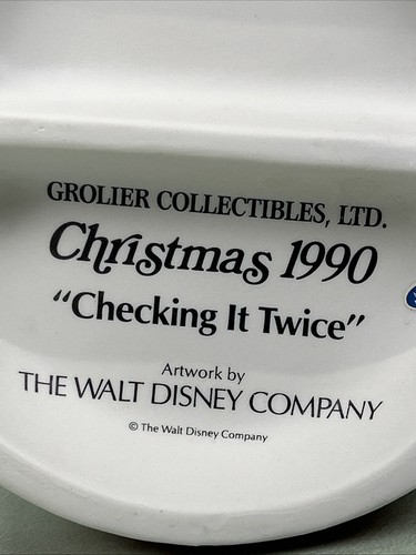 Disney Christmas 1990 "CHECKING IT TWICE" Porcelain Figurine Figure Vintage - Picture 10 of 11