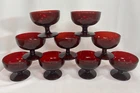 Vtg. Anchor Hocking Royal Ruby Red Glass Footed Sherbet Dessert Cups Set of 9