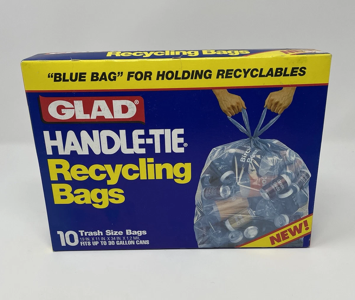 VTG Glad Handle Tie Recycling Bags Clear Blue Prop NOS New Box USA