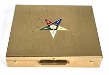 Vintage Masonic Order of the Eastern Star Powder Makeup Compact, Mirror & Puff
