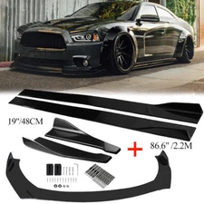 For Dodge Charger R/T GT Front Bumper Lip Spoiler Splitter Side Skirt Body Kit