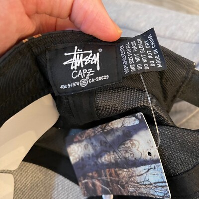 New Vintage Stussy SS Chain Link Strapback Cap Hat Black