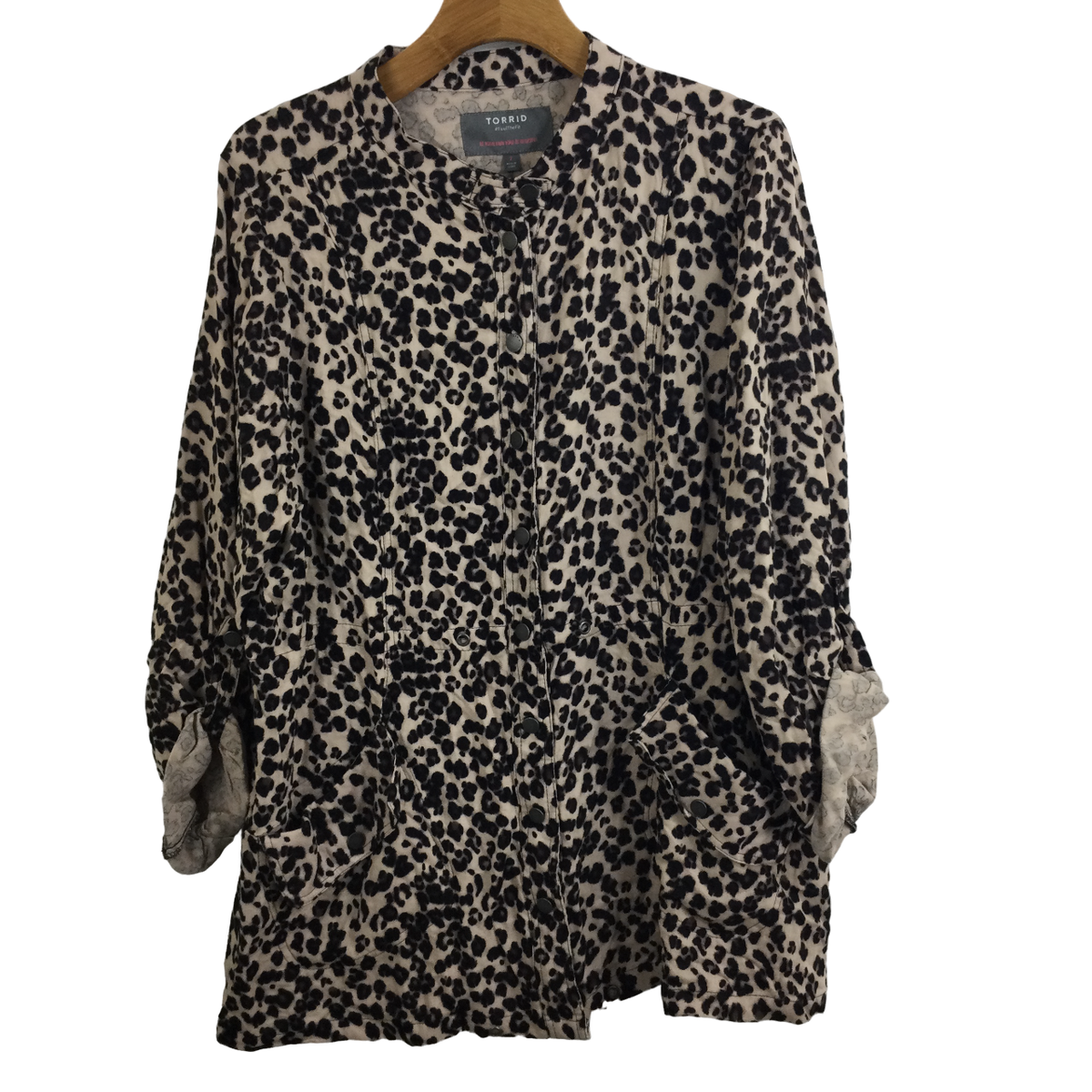 Torrid Womens Leopard Print Snap Front Jacket Pockets Plus 2X