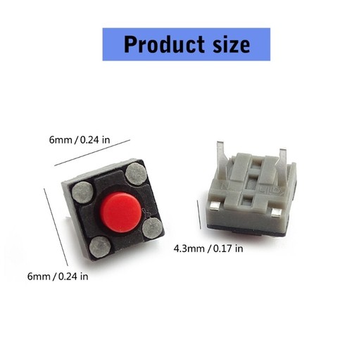 10Pcs Mute Mouse Microswitches 6x6x4.3mm Mouse Microswitch Repair Part - Afbeelding 8 van 10