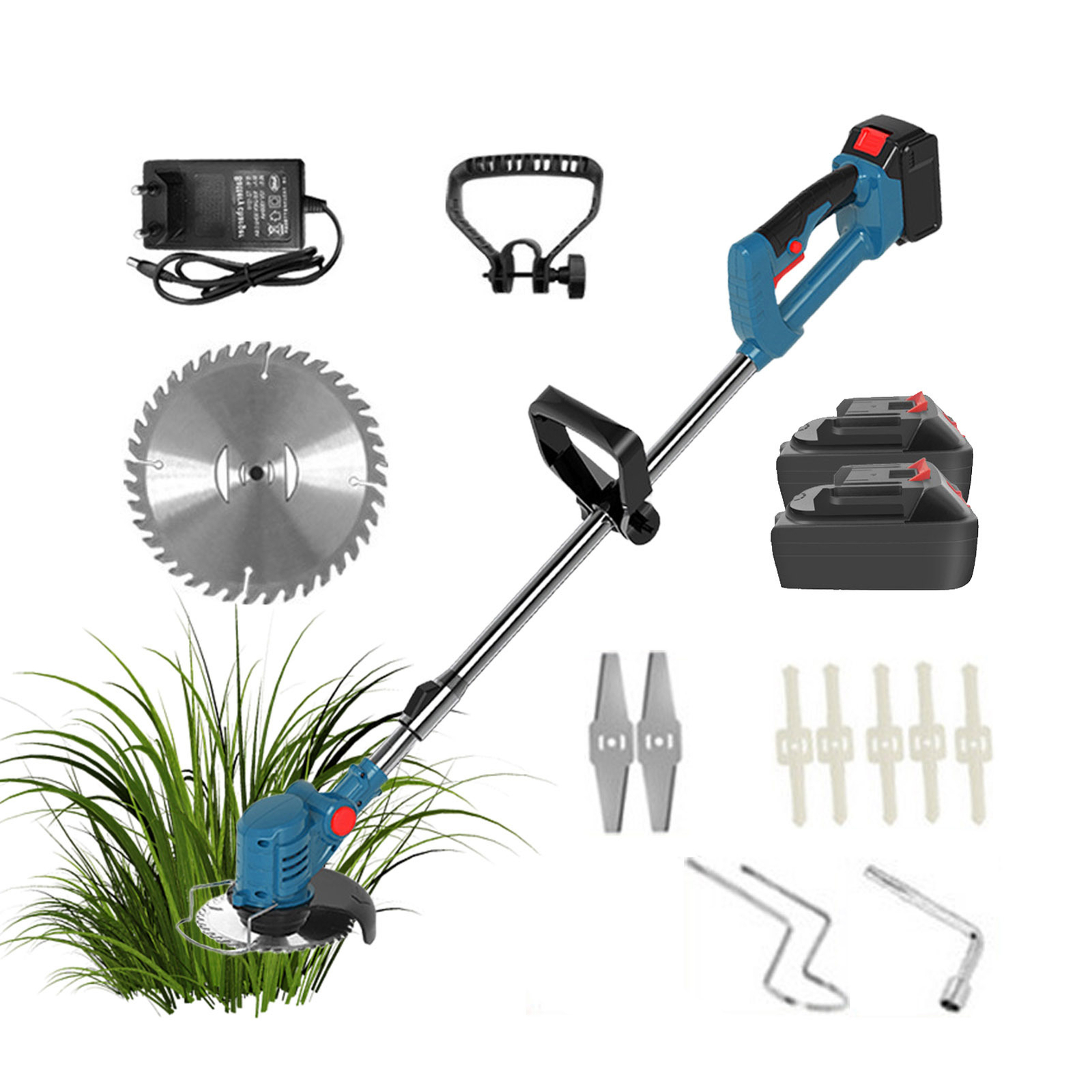 40V Cordless Grass Trimmer 2 Batteries Included for Lawn Weeds and Edging