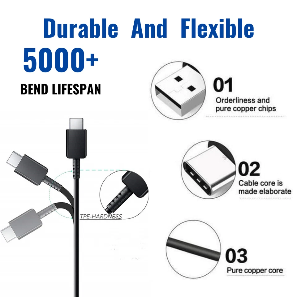 Adapter Fast Charger Type C With Android Phone Charging Cable For Samsung Galaxy - Image 4 of 4