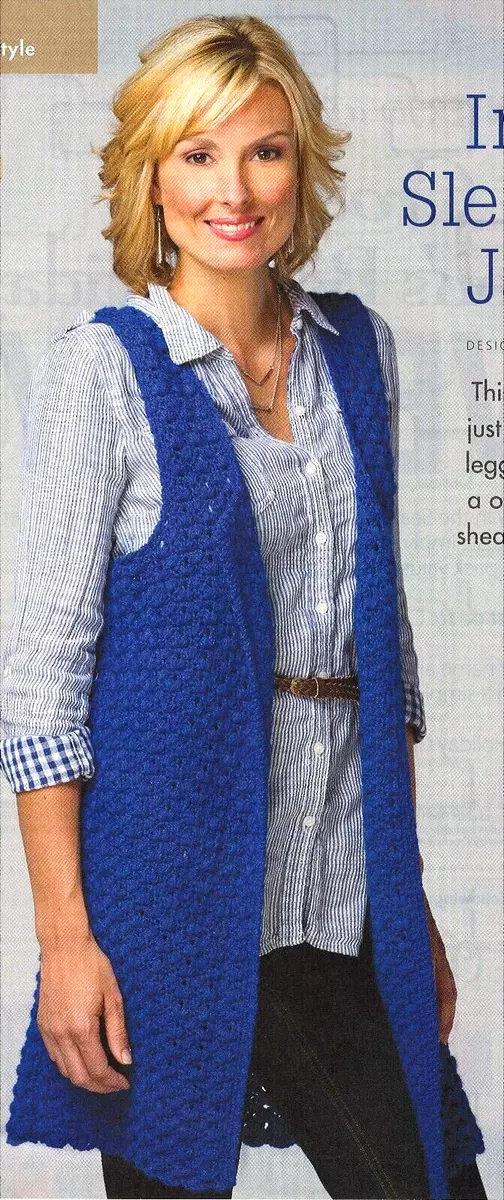 Crochet sleeveless best sale jacket