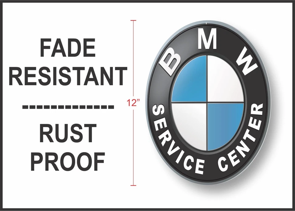Letrero de pared de aluminio del centro de servicio con emblema BMW Foto 2 de 4