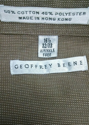 Men's 16-1/2 Long Sleeve Button Down Brown Dress Shirt 32/33 Geoffrey Beene - Picture 4 of 6