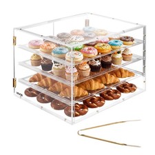 VEVOR Bakery Display Case Acrylic Countertop Donut Pastry Case 4-Tier Rear Door