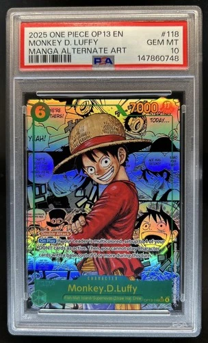 2025 One Piece Carrying On His Will Monkey D Luffy Manga Alt Art OP13-118 PSA 10