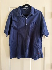Polo Ralph Lauren Men's Navy Blue Solid Cotton Short Sleeve Button-Up Shirt XL