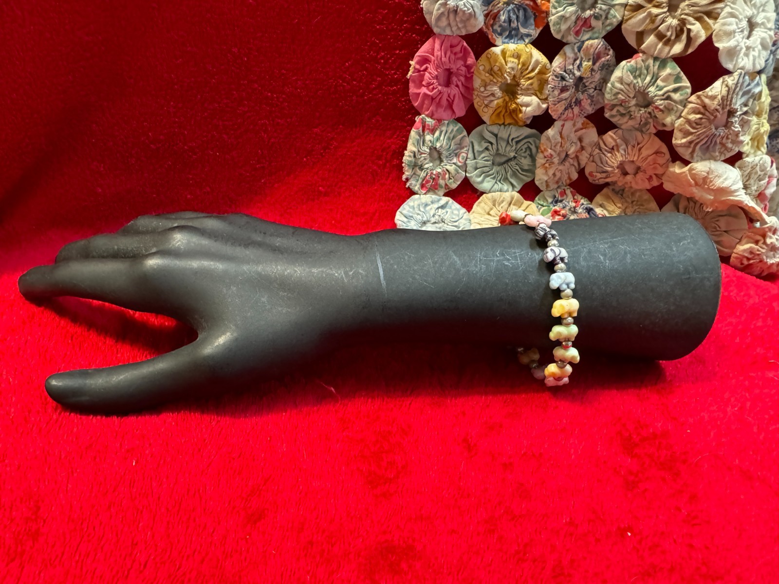 Tiny Multicolor Elephant Bead Stretch Bracelet - image 1