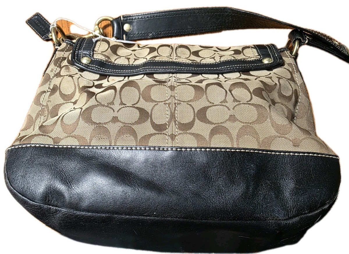Vintage Y2K COACH F12857 Ali Legacy Brown Signature Turnlock