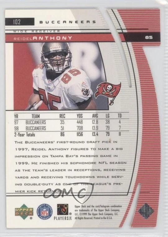 1999 Upper Deck Black Diamond Final Cut /100 Reidel Anthony #102 - Image 2 of 2