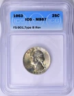 1963 Washington Quarter Type B Reverse FS 901 ICG MS 67 Striking Coin